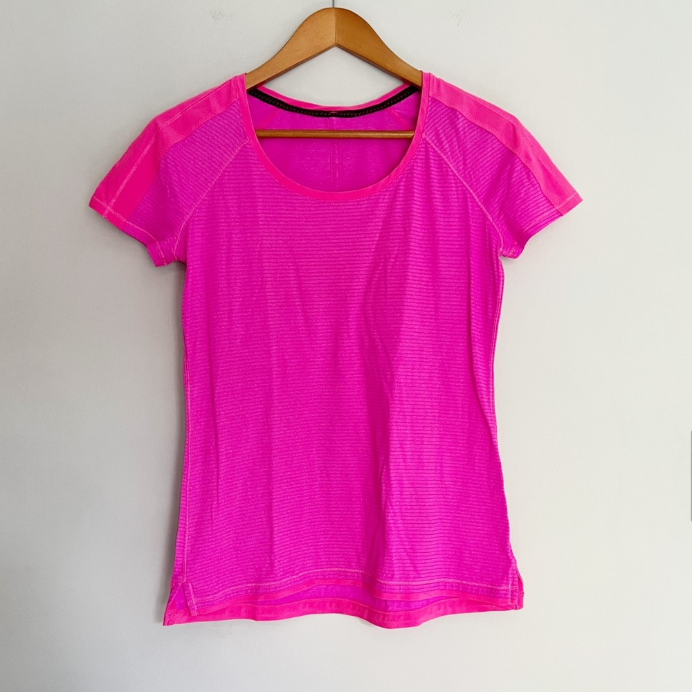 Lululemon Race Me Short Sleeve Heathered Raspberry Glow Light Size 4